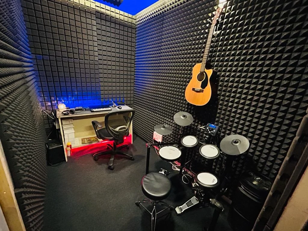 The school studio with an electronic drum kit
