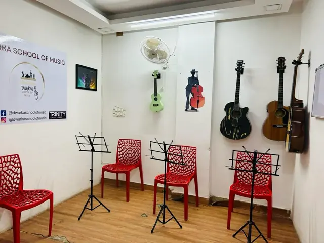 Inside the school at Dwarka School of Music